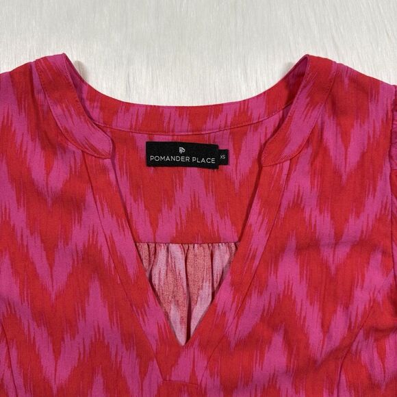 Tuckernuck Pomander Place Women's Size XS Hot Pink Ikat Kenzo Tiered Dress - Picture 6 of 10